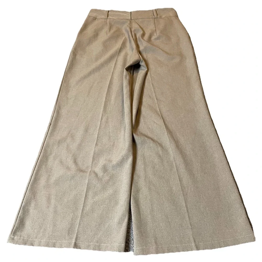 Wide Leg Dress Pants Sz M Beige Ultra High Rise Career Party Classic - Picture 2 of 10